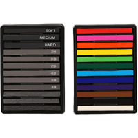 Stapens Chalk Pastels, Vine Charcoal And Graphite Sticks For Artists Drawing, Set Of 24 Pcs
