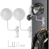 Motorcycle Helmet Holder Wall Mount 180 Degree Rotation Metal Bike Helmet Rack Mount Bicycle Helmet Display Stand Hanger With 2 Hooks For Motorcycle Bike Baseball Rugby Helmet - White, 2 Pcs