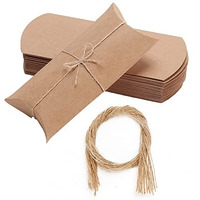 Mr. Pen- Kraft Pillow Boxes, 6.3X3.4X1.3 In, 25 Pack With Jute Twines, Kraft Gift Boxes, Paper Boxes For Gifts, Paper Pillow Candy Box, Pillow Boxes Craft, Favor Gift Boxes, Pillow Gift Boxes