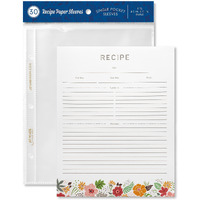 Recipe Binder Protective Sleeves And Printed Paper 8.5" X 11" Expansion Pack (Tropical Floral)