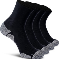 Cwvlc Compression Athletic Unisex Quarter Socks Cushioned, 4-Pair Black, L