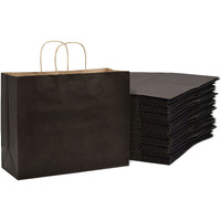 Paper Bags With Handles - 16X6X12 Inch 100 Pack Extra Large Black Gift Bags, Kraft Paper Totes For Gift Wrapping, Wedding & Birthday Party Favor, Small Business, Retail, Grocery & Shopping Use, Bulk