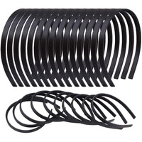 Candygirl 36Pcs Black Plastic Headbands For Womens Girls Thin Plain Diy Craft Head Band Skinny Hard Hairband With Teeth Comb 2/5"(1Cm) Width