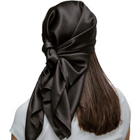 Mulberry Park Pure Silk Head Scarf Bandana - Wake Up With Less Frizz, Helps Maintain Hairstyle, Supports Hair Regrowth, Head Wrap Scarf For Sleeping - 19 Momme Silk, Grade 6A - 36 Inch Square Black