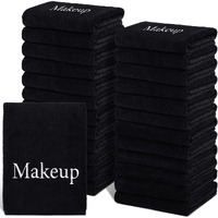 Turstin 24 Pack Makeup Remover Towels 13X13 Inch Microfiber Face Towels Reusable Makeup Wash Cloth Facial Cleansing Makeup Towels For Women Skin Care Holiday Gift, Black