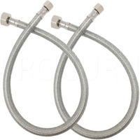 [2-Pack] Procuru 16" Length X 3/8" Comp X 1/2" Fip Faucet Hose Connector, Stainless Steel Braided Supply Line (9Sf16-2P)