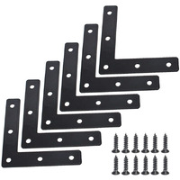 20 Pcs Black Flat Corner Brace Brackets,80Mmx80Mm Metal Right Angle Corner Brace L Shaped Brackets,Mending Plate Bracket With Screws