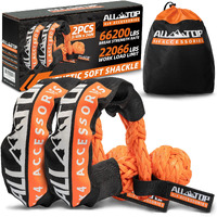 All-Top Synthetic Soft Shackle Rope 3/4In X 24In (66200Lbs Max Break) Uhmwpe Recovery Tow Shackles For Offroad 4X4 Vehicles, 2 Pcs