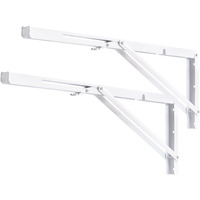 Yumore 24 Inch Folding Shelf Brackets, Heavy Duty L Bracket, White Diy Collapsible Shelf Bracket For Workbench Folding Table Hinge, Max Load: 330Lb, 2 Pack
