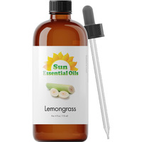 Sun Essential Oils - Lemongrass Essential Oil 4 Oz With Dropper For Diffuser, Hair & Skincare, Aromatherapy Massage, Humidifier, Candle, Soap & Lotion Making At Home