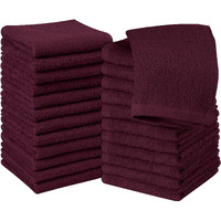 Utopia Towels Cotton Washcloths Set - 100% Ring Spun Cotton, Premium Quality Flannel Face Cloths, Highly Absorbent And Soft Feel Fingertip Towels (24 Pack, Burgundy)