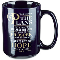 Christian Art Gifts Navy Blue Ceramic Coffee Mug - 14 Oz. Microwave And Dishwasher-Safe Inspirational Scripture Coffee And Tea Mug For Men & Women With Bible Verse: I Know The Plans - Jeremiah 29:11