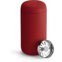 Fellow 12 Oz Carter Move Travel Mug - Vacuum-Insulated Stainless Steel Travel Coffee Mug - Coffee Tumbler With Ceramic Interior And Splash Guard - Red