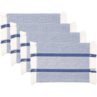 Placemats Set Of 4, Woven Cloth Placemat Set, 14X19 In, Blue Boho Place Mats For Kitchen Or Dining Table, Washable Cotton Table Mats