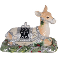 Fitz And Floyd Bristol Holiday Deer Covered Butter Dish, One Size, Blue/White