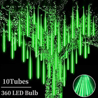 Roytong High Brightness 10Tube 360Led Meteor Shower Rain Lights Cascading Falling Rain Outdoor Light For Christmas Tree Decoration Snow Falling(Green, 11.80)