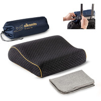 Alkamto Travel & Camping Comfortable Memory Foam Pillow With Extra Cotton Cover - Easy To Carry Portable Bag - Temperature Regulating Pillow Case - Perfect For Travelling (Black)