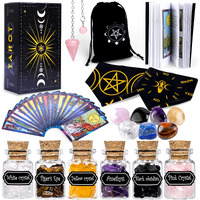Yixangdd Tarot Cards With Guide Book 18 Pcs Include 1 Deck Of 78 Cards ?6 Mini Crystal Jars,7 Chakra Stones,1 Spirit Pendulum,1 Cloth ,1Goddess Of Earth Pendulum Mat,1 Velvet Bag