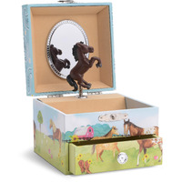 Jewelkeeper Girls Musical Jewelry Storage Box Pullout Drawer, Horse And Barn Design, Home On The Range Tune