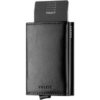 Vulkit Pop Up Wallet Rfid Blocking Leather Credit Card Wallet With Banknote Compartment, Id Window & Coin Pocket (Black)