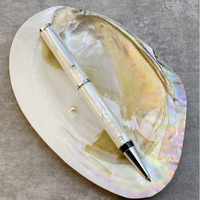 Lachieva Lux Stunning Mother Of Pearl Metal Ballpoint Pen With German-Made P900M Refill, Pearl White Abalone Shell Gift For Writing, Beautiful Pen For Men & Women.