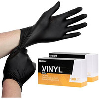 Okiaas Black Disposable Gloves L, Vinyl Gloves Disposable Latex Free, 5 Mil, 200 Count, For Food Prep, Household Cleaning, Hair Dye, Tattoo