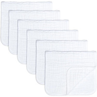 Comfy Cubs Muslin Burp Cloths Large 100% Cotton Hand Washcloths For Babies, Baby Essentials 6 Layers Extra Absorbent And Soft Boys & Girls Baby Rags For Newborn Registry (White, 6-Pack, 20 X10)