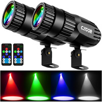 Led Pinspot Light 2 Pack, Czgor Disco Ball Spotlight 15W Rgbw 4 In 1 Mini Mirror Ball Light With Remote Control Super Bright Led Pin Spotlight For Parties Dj Disco Club Bar Wedding