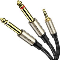 Vioy 35Mm To 635Mm 14 Audio Cable (6Ft2M), 35Mm 18 Trs To Dual 635Mm 14 Ts Mono Braided Y 1:1 Design] Splitter Breakout Cable For Guitar, Microphone, Amp, Mixer, Recording Equipment Etca