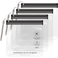 4Pcs Clear Tsa Approved Security Toiletry Bag Quart Size For Eu, Uk & Us Carry-On Regulations Waterproof & Leak Proof Transparent Travel Bags