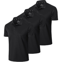 Frueo MenS 3 Pack Polo Shirt Moisture Wicking Dry Fit Performance Athletic Short Sleeve Golf Shirt,0427,3Black,L