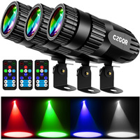 Pinspot Light 3 Pack, Czgor Light For Disco Ball 15W Rgbw 4 In 1 Mini Mirror Ball Light With Remote Control Super Bright Led Pin Light Disco Ball Spot Light For Parties Dj Disco Club Bar Wedding