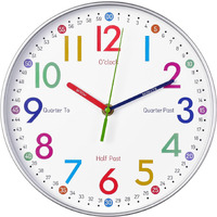 Telling Time Teaching Clock - Learning Clock For Kids - Kids Wall Clocks For Bedrooms - Kids Wall Clock- Silent Analog Kids Clock For Teaching Time ,For School Classrooms Playrooms And Kids Bedrooms