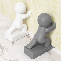 Cute Door Stopper, 2 Pack Buddy Door Stop, Flexible And Effective To Keep Your Door Open (Patent Registering) (White + Gray)