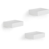 Umbra 325560-660 Showcase Floating Shelves (Set Of 3), Gallery Style Display For Small Objects And More, White
