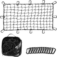 Cargo Net For Pickup Truck Bed - 4 X 6 Foot, Heavy-Duty, Mesh Square Bungee Netting With 12 Black Clips And Storage Bag - Holds Small And Large Loads