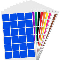1" Square Color Coding Sticker Labels - 10 Colors, Pack Of 1200