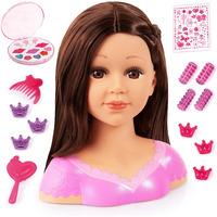 Bayer Design: Charlene Super Model Make Up Head, Brown Hairs, Brunette, Comes With Make-Up And Stickers, Styling Ideas Shown On Showbox, For Ages 3 And Up
