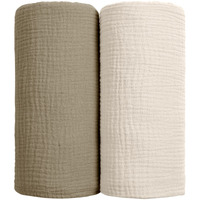 Lulumoon Muslin Swaddle Blanket Baby - Cotton Swaddling Blanket Soft Baby Receiving Blanket Neutral 2Pack(Olive)