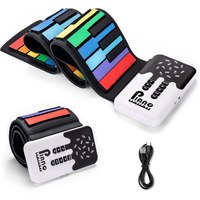 Pogolab Roll Up Keyboard Piano, Portable Digital Electric Hand Roll Piano Keyboard, Rechargeable, Record, 8 Tones, 6 Educational Demo Songs, Earphone Or External Speaker For Kids Beginners Adults Gift