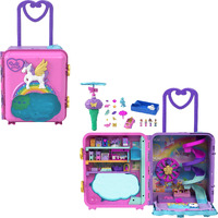 Polly Pocket Dolls, Playset And Travel Toys, 4 Dolls, 1 Vehicle, 25+ Accessories, Resort Roll Away