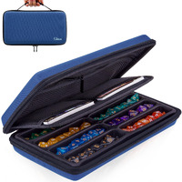 Siquk Dice Case Dnd Dice Box Dice Storage Case Dice Organizer Holder With Handle Removable Slotted Tray Holds 8 Sets Dnd Dice For Dungeons & Dragons And Other Rpg Table Games, Pure Blue