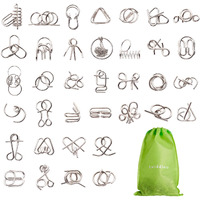 The Twiddlers 36 Metal Brain Teaser Puzzles For Kids & Adults (4 Levels) - Disentanglement Mind Teaser Puzzles With Pouch - Party Favor, Educational Gift