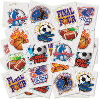 Artcreativity Sports Temporary Tattoos For Kids - Bulk Pack Of 144 In Assorted Designs, Non-Toxic 2 Inch Tats, Sports Themed Birthday Party Favors, Goodie Bag Fillers, Easter Gifts For Kids