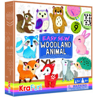 Krafun Easy Sewing Kit For Beginner Kids Arts & Crafts, 9 Diy Projects Of Stuffed Dolls Of Woodland Animals, Bear, Bunny, Fox, Owl, Instructions & Felt, Gift For Girls, Boys, Learn To Sew