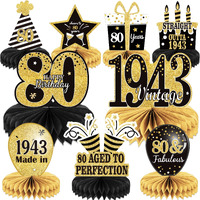 9Pcs 80Th Birthday Decorations 80Th Birthday Centerpieces For Tables Decorations Vintage 1943 Honeycomb Table Topper Back In 1943 80Th Birthday Decorations For Men And Woman 80 Years Birthday Party