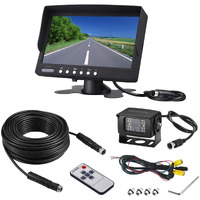 Truck Backup Camera Monitor Kit,Heavyduty Vehicle Waterproof Night Vision Wide Angle Rearview Cab Cam+7 Inch Screen+66Ft Extension Cable For Bus/Van/Fifth Wheel/Trailer/Rv/Camper/Pickup/(12V-24V)