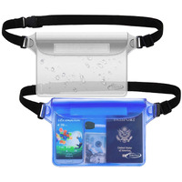 Airuntech Waterproof Pouch With Waist Strap (2 Pack) | Beach Accessories Best Way To Keep Your Phone And Valuables Safe And Dry | Perfect For Boating Swimming Snorkeling Kayaking Beach Pool Water Park