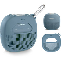 Feature Protective Case For Bose Soundlink Micro Bluetooth Speaker By Wgear, Featured Design With Mesh Pocket For Cable And Other Accessories, Elastic Strap To Secure Device (Stone Blue), Wg012299