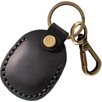 Leather Airtag Holder Keychain, Portable Handmade Genuine Leather Air Tag Holder With Keyring Full Coverage Air Tgas Protective Case Cover Compatible For Airtags 2021 Black